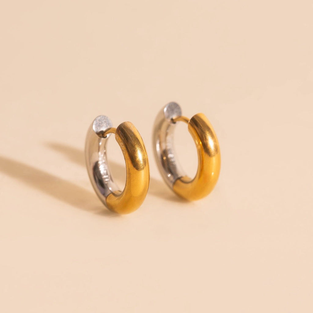 Titanium Chunky Rounded Huggie Hoop Earrings Earrings La Vie Bien Titanium Chunky Rounded Huggie Hoop Earrings