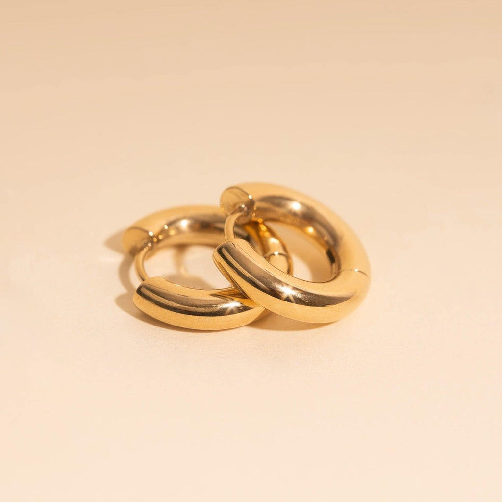 Titanium Chunky Rounded Huggie Hoop Earrings Earrings La Vie Bien Titanium Chunky Rounded Huggie Hoop Earrings