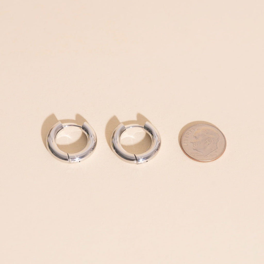 Titanium Chunky Rounded Huggie Hoop Earrings Earrings La Vie Bien Titanium Chunky Rounded Huggie Hoop Earrings
