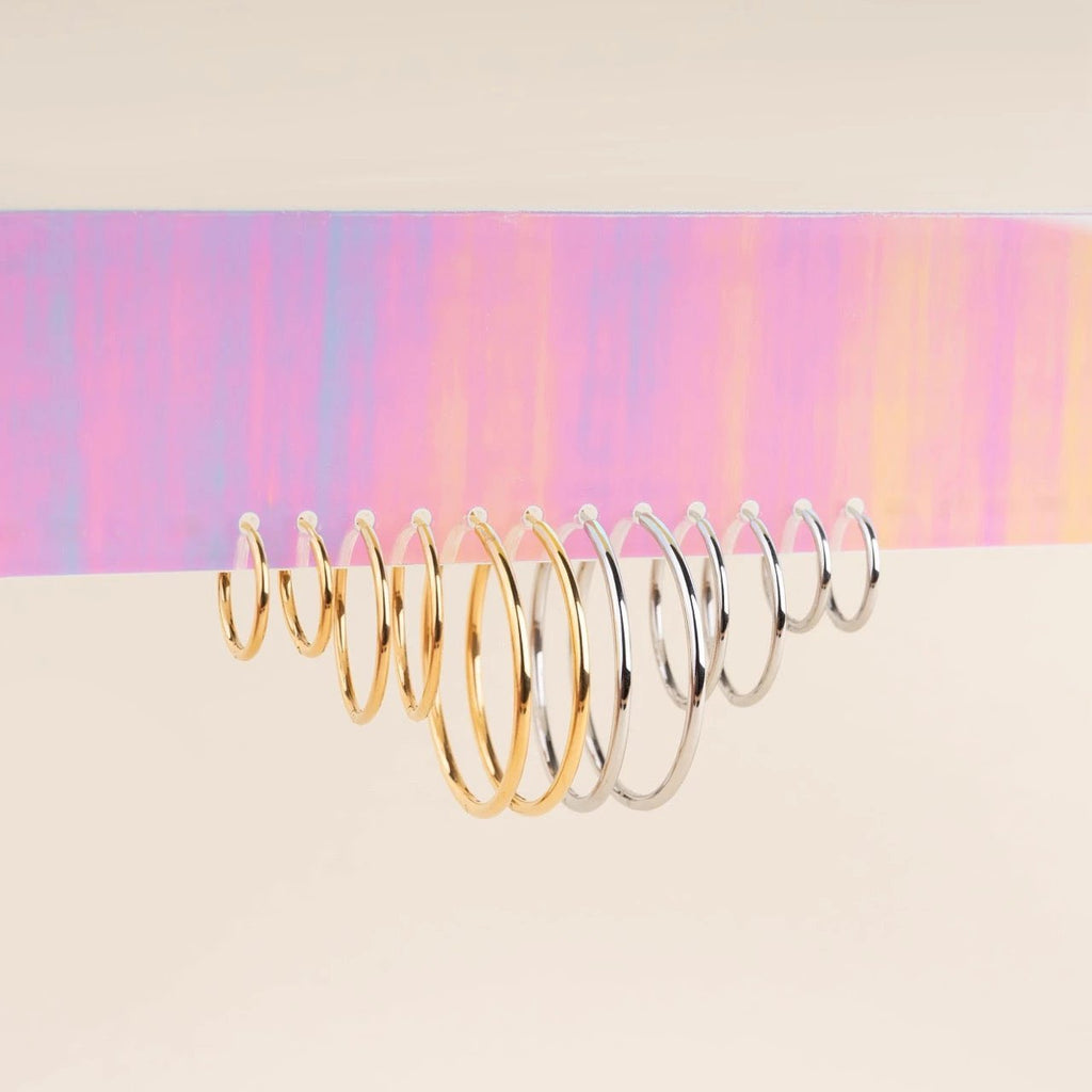 Titanium Circle Rounded Huggie Hoop Earrings by Oh Clementine
