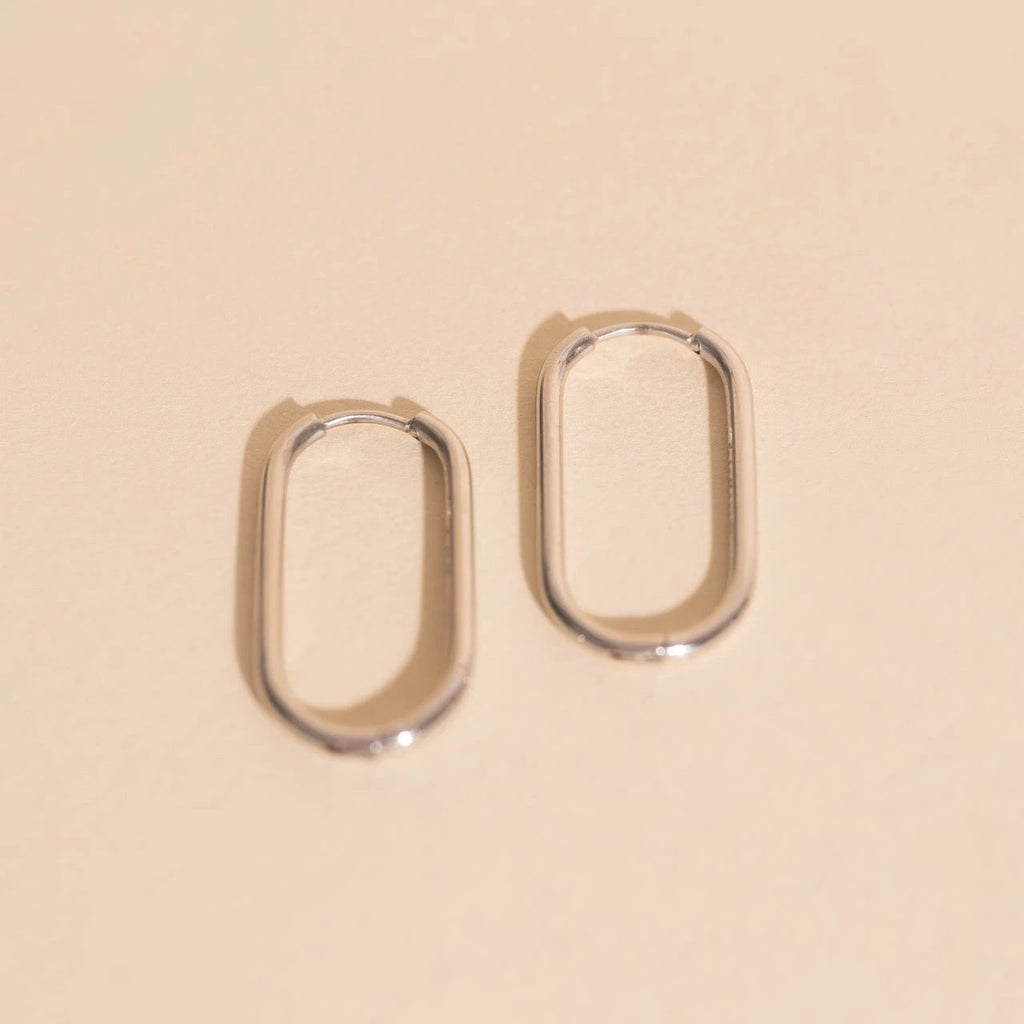 Titanium Rectangle Rounded Huggie Hoop Earrings by Oh Clementine