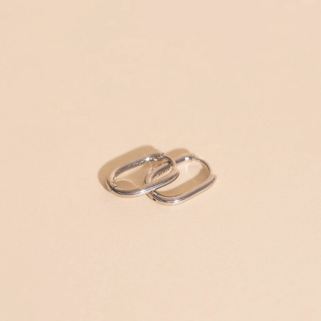 Titanium Rectangle Rounded Huggie Hoop Earrings Rounded Huggie Hoops La Vie Bien Titanium Rectangle Rounded Huggie Hoop Earrings