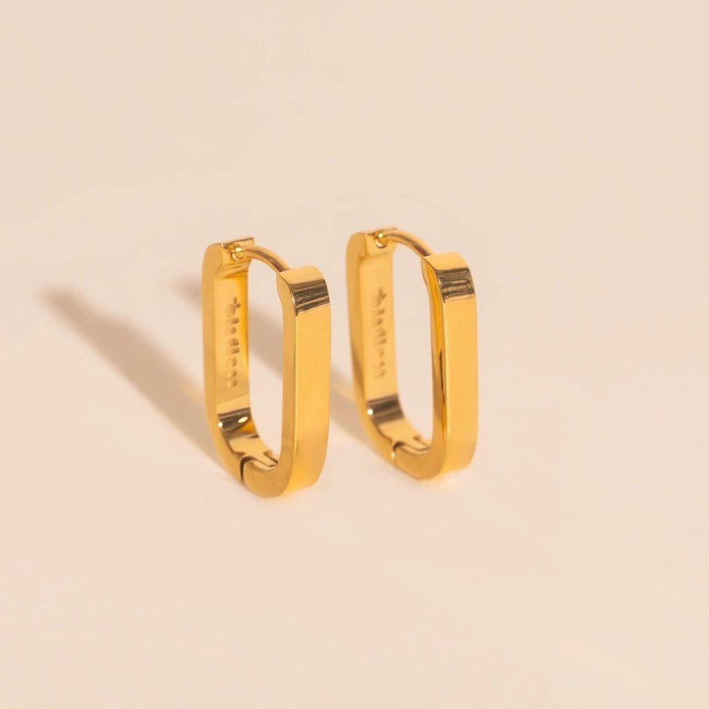 Titanium Smooth Oblong Huggie Hoop Earrings by Oh Clementine