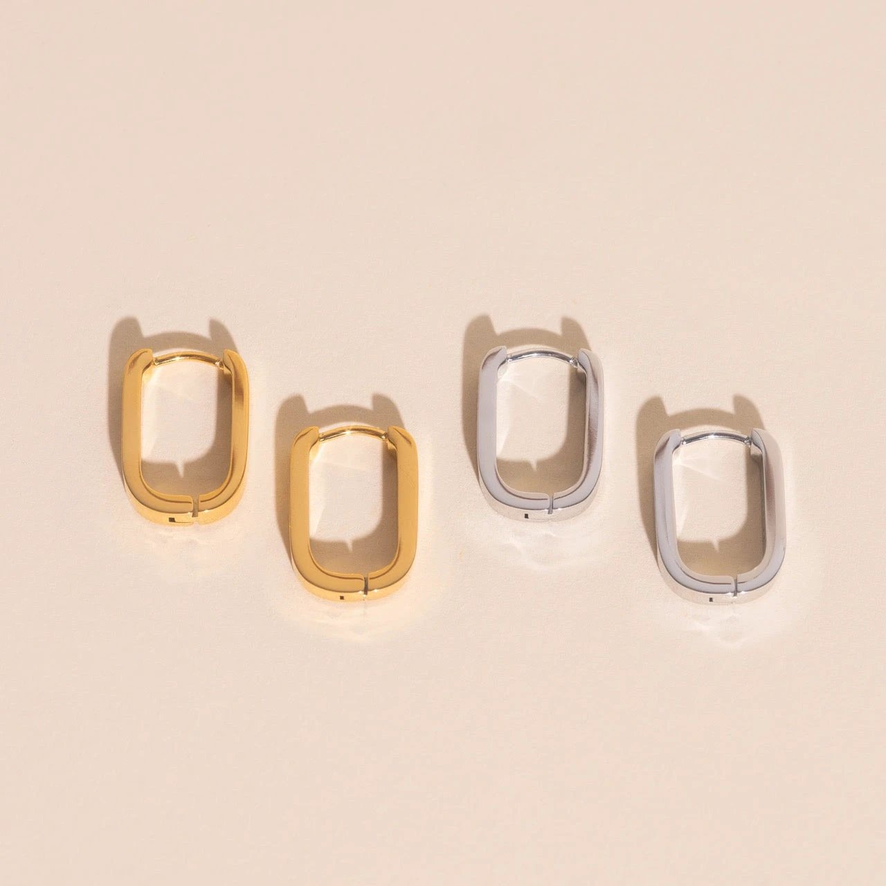 Titanium Smooth Oblong Huggie Hoop Earrings by Oh Clementine