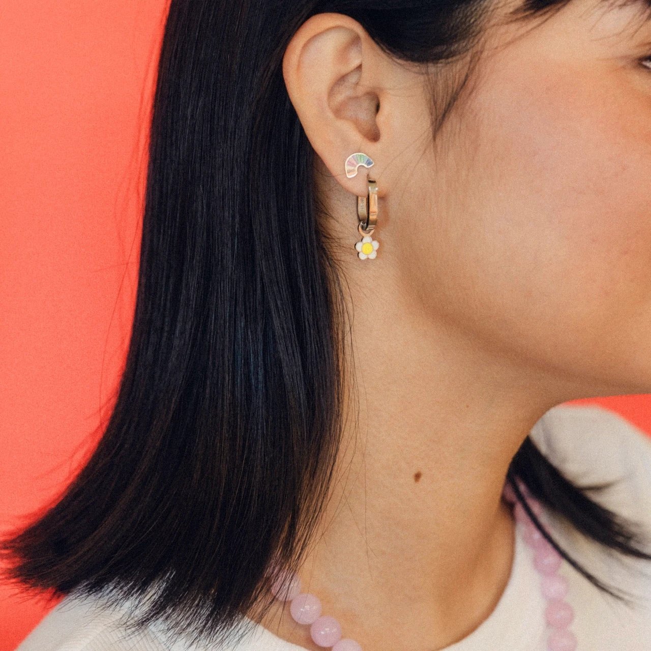 Titanium Smooth Oblong Huggie Hoop Earrings by Oh Clementine