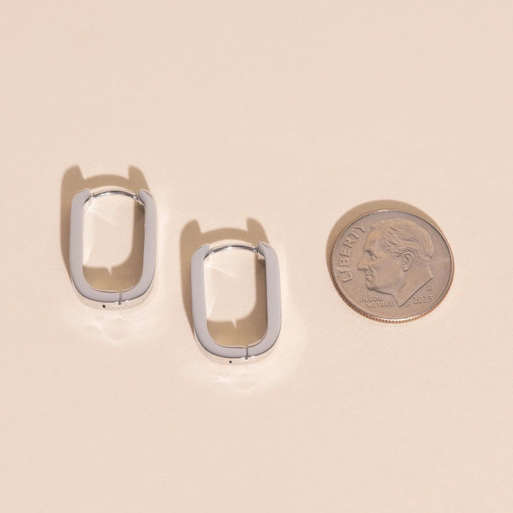 Titanium Smooth Oblong Huggie Hoop Earrings by Oh Clementine
