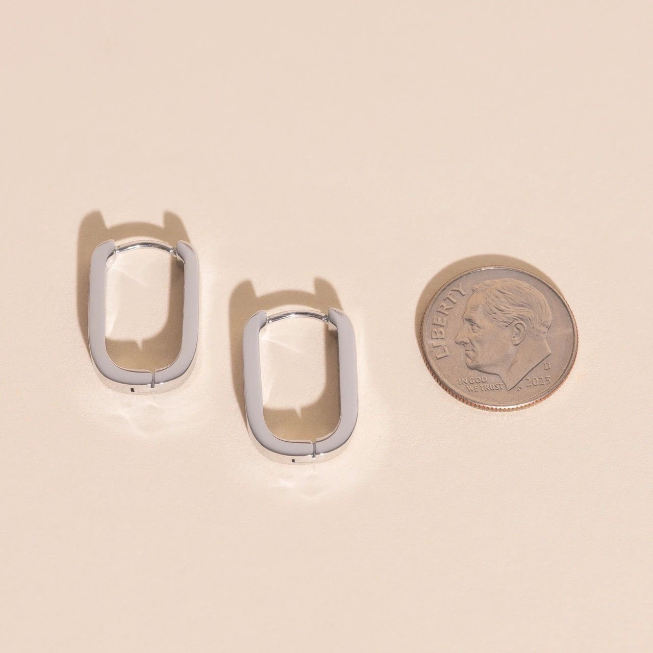 Titanium Smooth Oblong Huggie Hoop Earrings by Oh Clementine