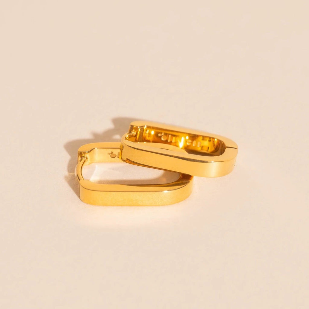 Titanium Smooth Oblong Huggie Hoop Earrings by Oh Clementine
