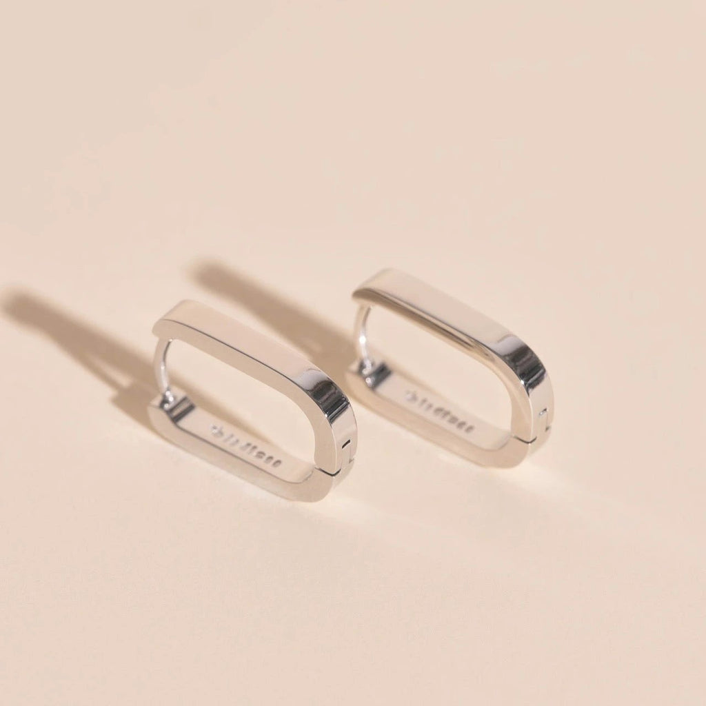 Titanium Smooth Oblong Huggie Hoop Earrings by Oh Clementine