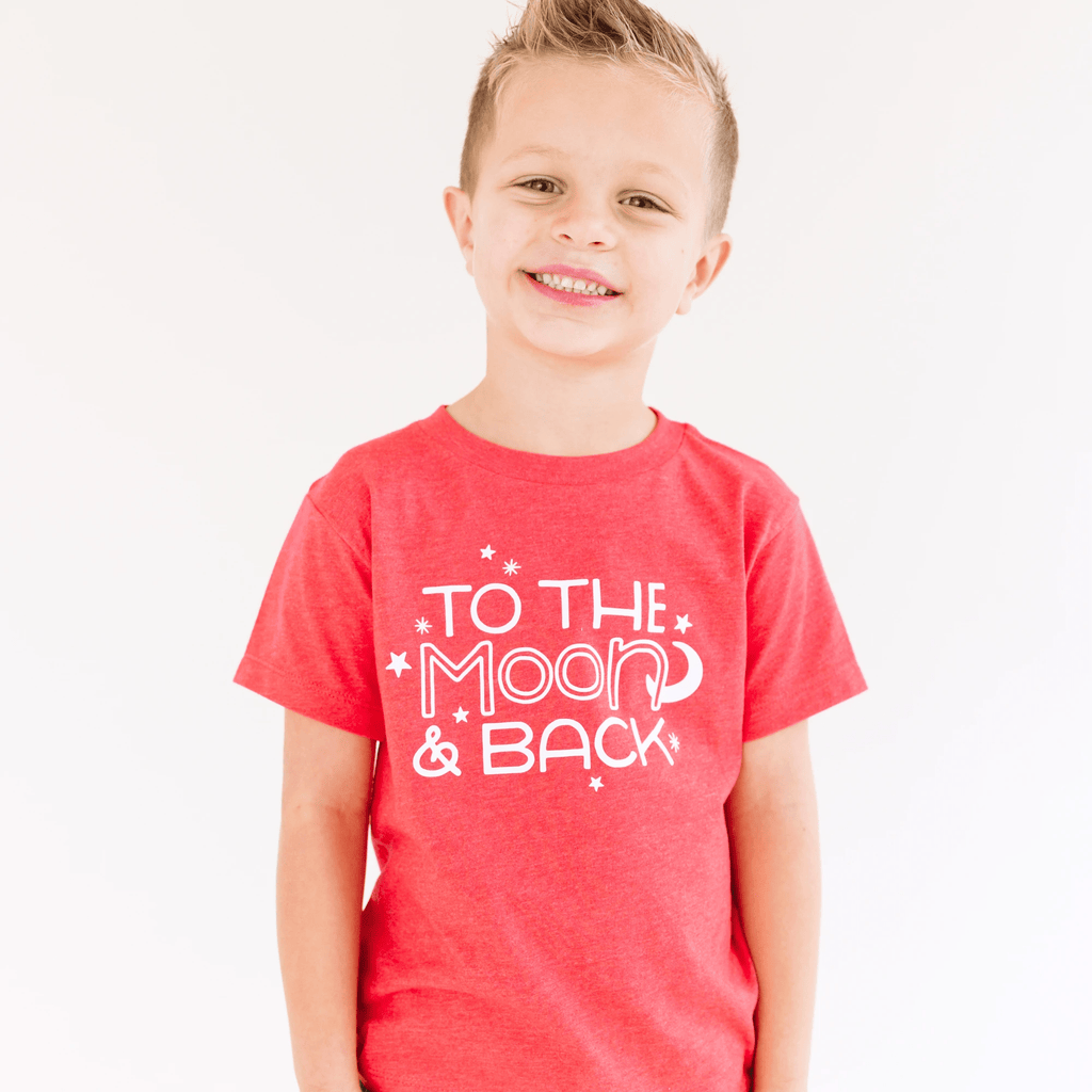 To the Moon and Back toddler and youth tee shirt, Valentine's Day collection by Benny and Ray Apparel