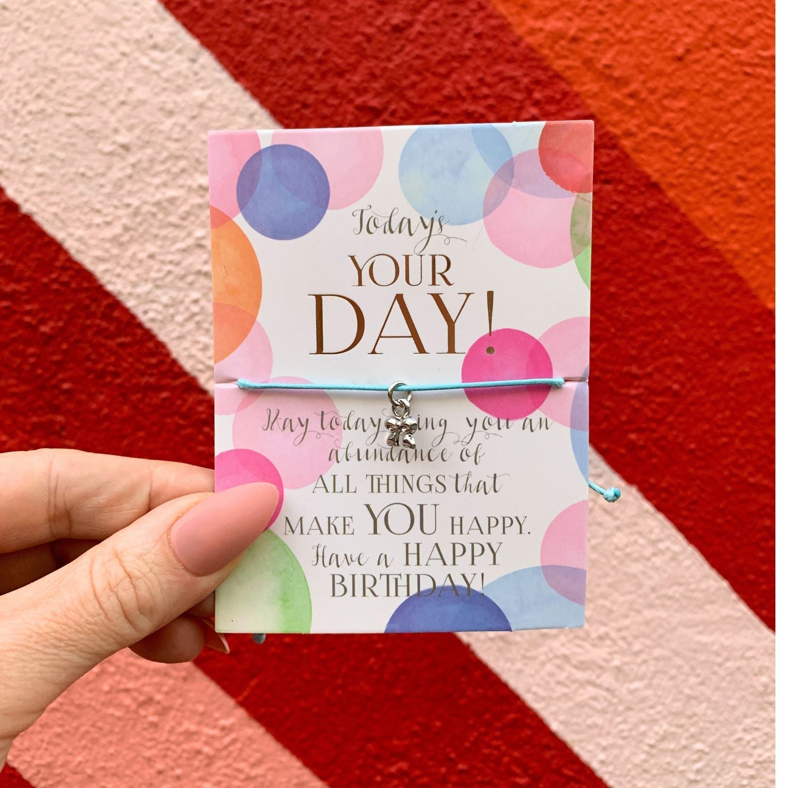 Today's Your Day! Birthday Bracelet on a Gift Card | Silver Ribbon Bow Charm Jewelry Bracelets La Vie Bien Today's Your Day! Birthday Bracelet on a Gift Card | Silver Ribbon Bow Charm Jewelry