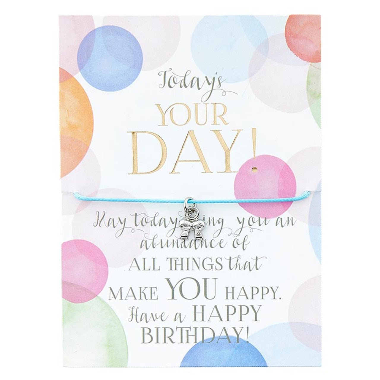 Today's Your Day! Birthday Bracelet on a Gift Card | Silver Ribbon Bow Charm Jewelry Bracelets La Vie Bien Today's Your Day! Birthday Bracelet on a Gift Card | Silver Ribbon Bow Charm Jewelry