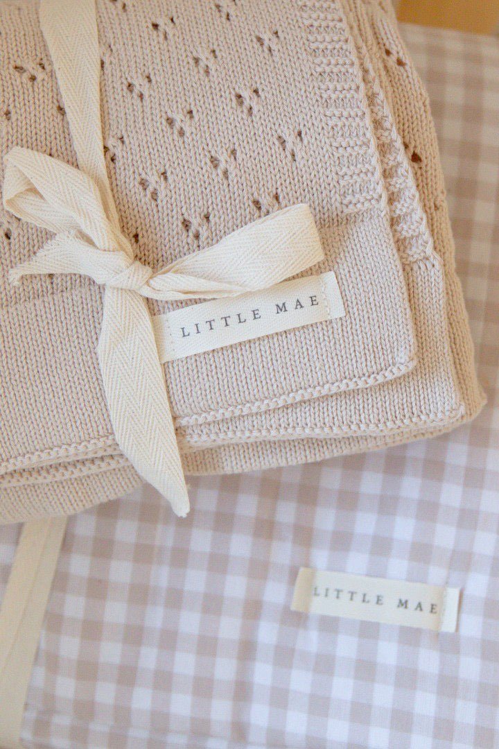 Toffee Pointelle Knit Blanket La Vie Bien Toffee Pointelle Knit Blanket