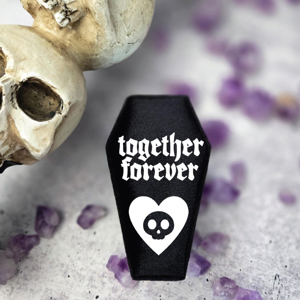 Together Forever Black Velvet Coffin Ring Box Home Decor La Vie Bien Together Forever Black Velvet Coffin Ring Box