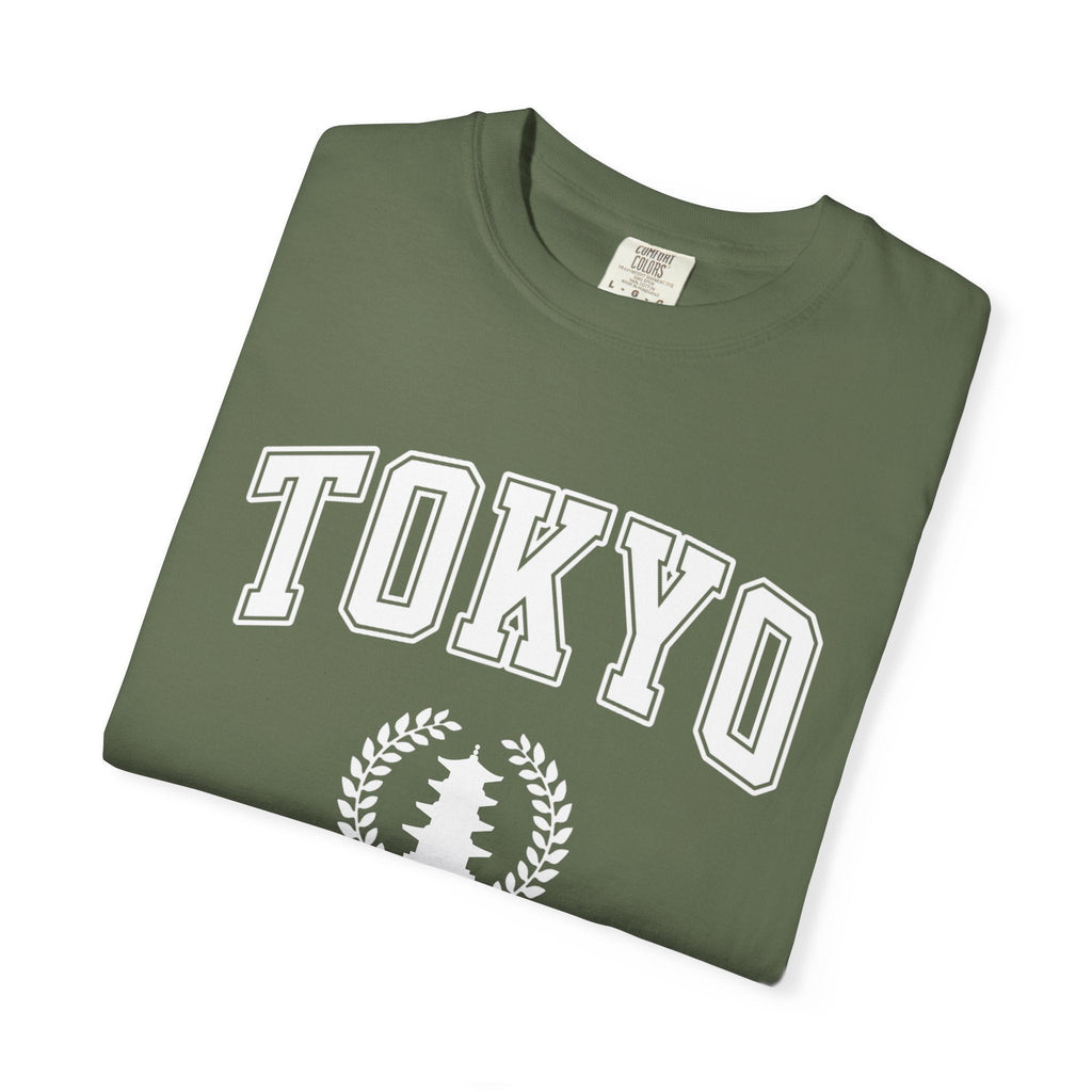 Tokyo Vintage-Style pagoda with laurel T-Shirt — Collegiate Graphic Tee T-Shirt La Vie Bien Tokyo Vintage-Style pagoda with laurel T-Shirt — Collegiate Graphic Tee