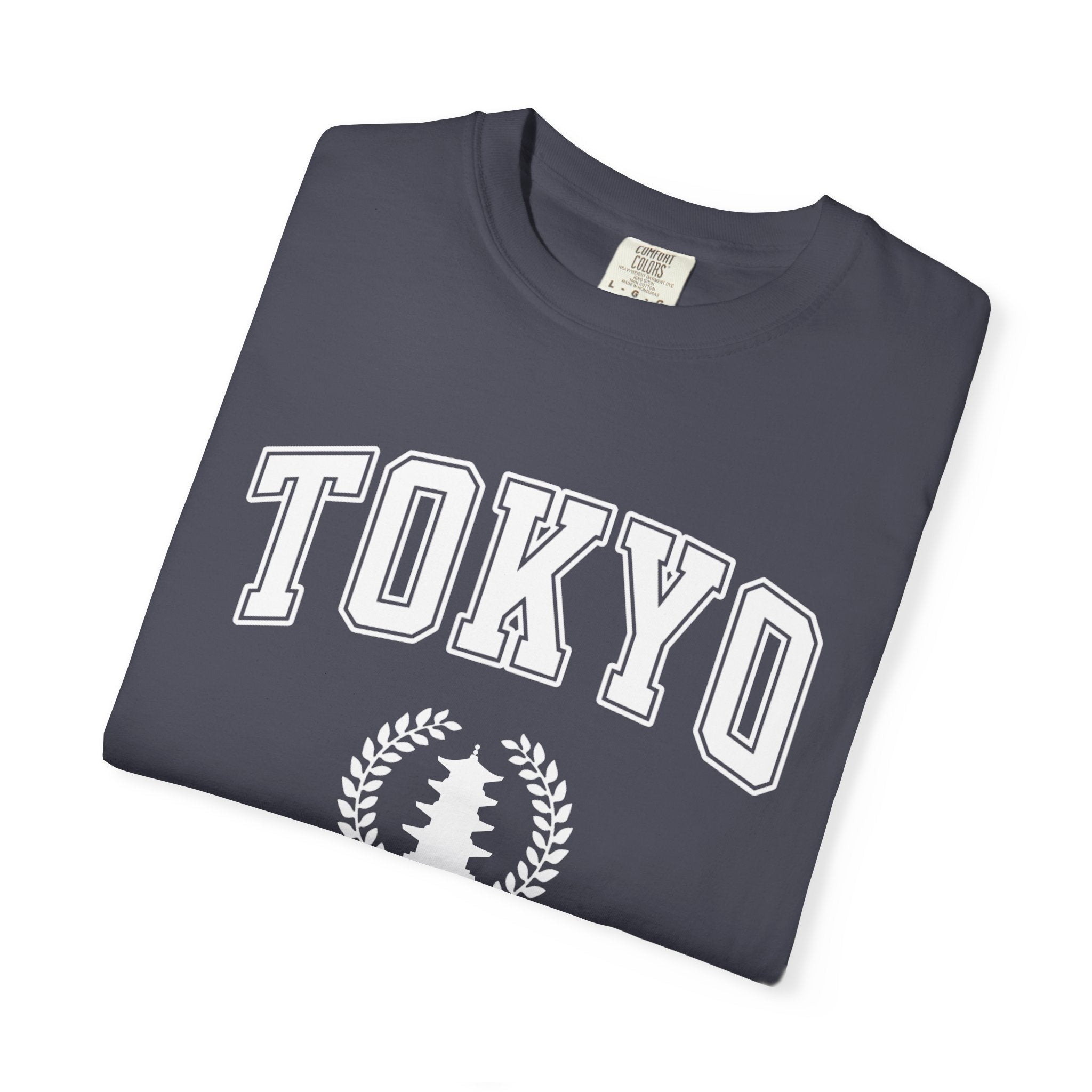 Tokyo Vintage-Style pagoda with laurel T-Shirt — Collegiate Graphic Tee T-Shirt La Vie Bien Tokyo Vintage-Style pagoda with laurel T-Shirt — Collegiate Graphic Tee