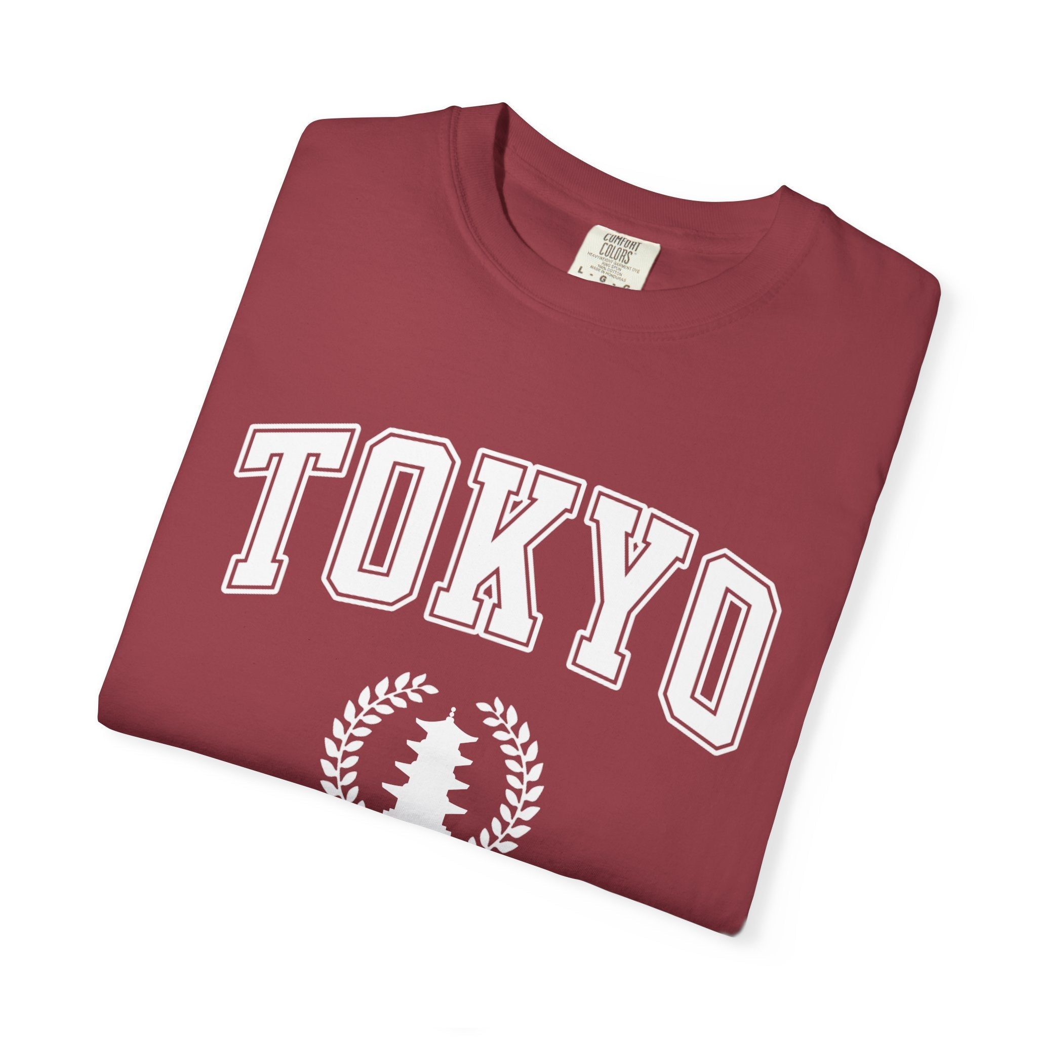 Tokyo Vintage-Style pagoda with laurel T-Shirt — Collegiate Graphic Tee T-Shirt La Vie Bien Tokyo Vintage-Style pagoda with laurel T-Shirt — Collegiate Graphic Tee