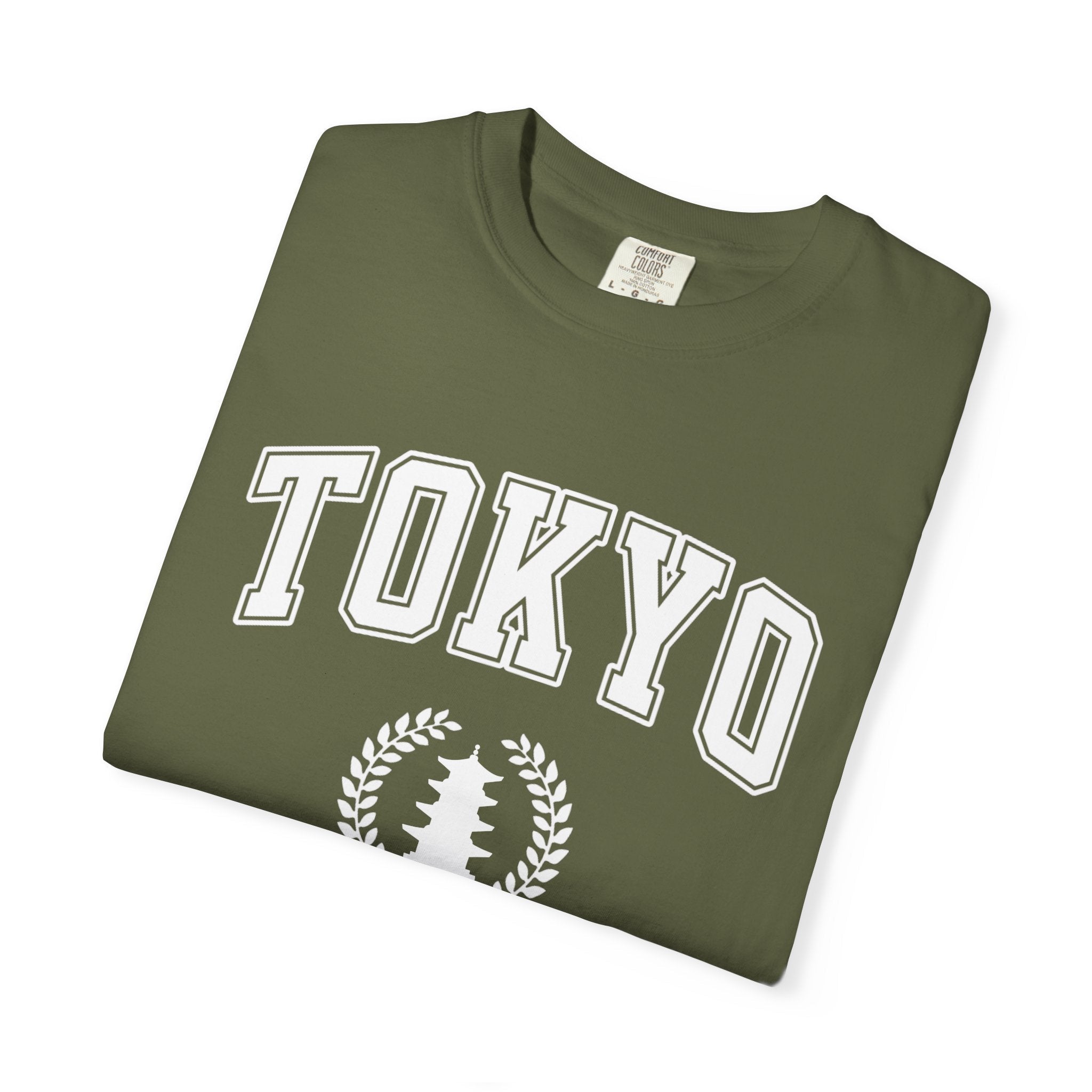 Tokyo Vintage-Style pagoda with laurel T-Shirt — Collegiate Graphic Tee T-Shirt La Vie Bien Tokyo Vintage-Style pagoda with laurel T-Shirt — Collegiate Graphic Tee