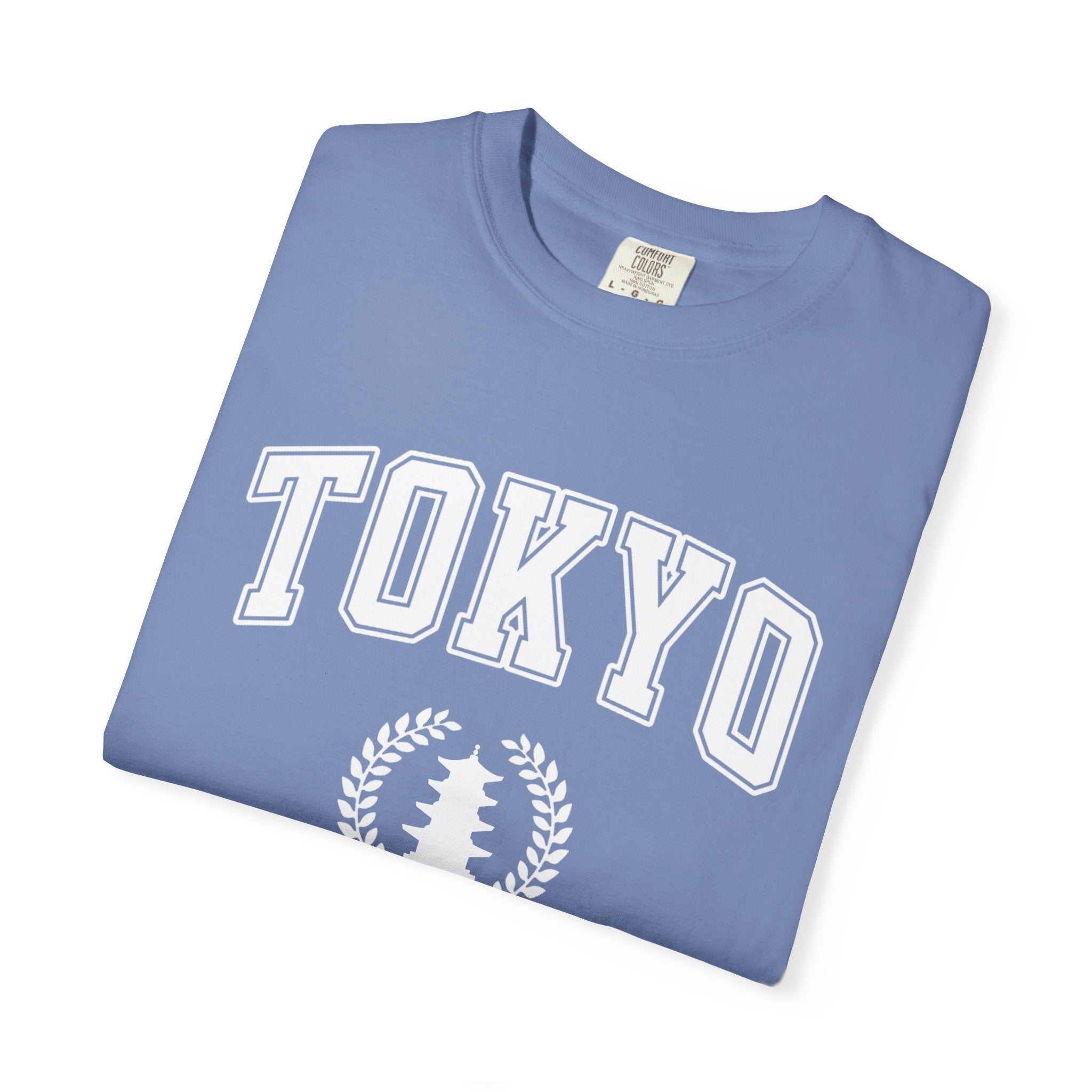 Tokyo Vintage-Style pagoda with laurel T-Shirt — Collegiate Graphic Tee T-Shirt La Vie Bien Tokyo Vintage-Style pagoda with laurel T-Shirt — Collegiate Graphic Tee