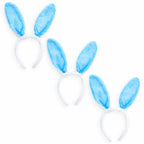 Set of 3 Blue Bunny Ear Headbands - Easter Costume Accessory 11.7 Inches