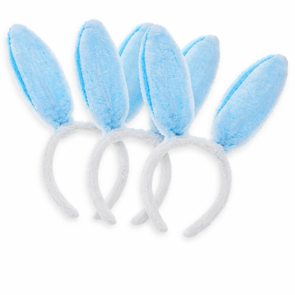 Set of 3 Blue Bunny Ear Headbands - Easter Costume Accessory 11.7 Inches