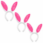 Set of 3 Costume Bunny Ear Headbands in Bright Pink, Each 11.7 Inches