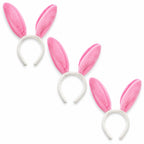 Set of 3 Costume Bunny Ear Headbands in Bright Pink, Each 11.7 Inches