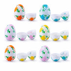 Set of 24 Flowers on White Plastic Easter Eggs, 2.25 Inches Each