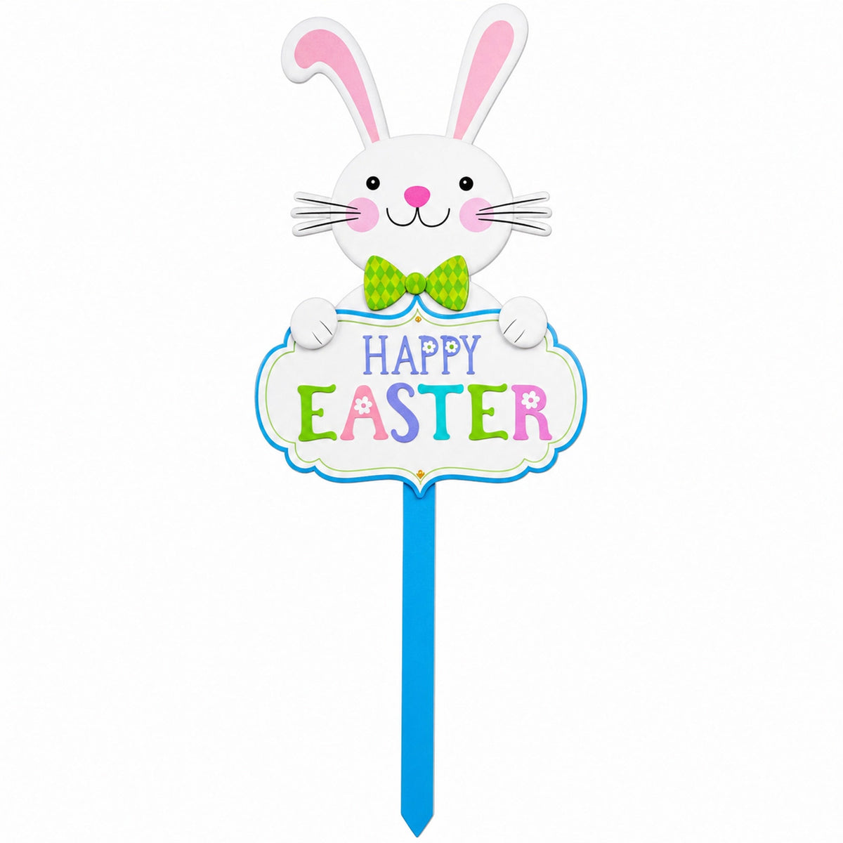 Easter Bunny Yard Sign Happy Easter Outdoor Lawn Decor with Stake Spring Garden Decoration 23.6 Inches Tall