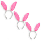 Set of 3 Costume Bunny Ear Headbands in Bright Pink, Each 11.7 Inches