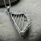 Torlogh Celtic Irish Harp Necklace in Sterling Silver Pendant La Vie Bien Torlogh Celtic Irish Harp Necklace in Sterling Silver