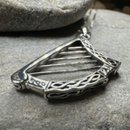 Torlogh Celtic Irish Harp Necklace in Sterling Silver Pendant La Vie Bien Torlogh Celtic Irish Harp Necklace in Sterling Silver