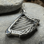 Torlogh Celtic Irish Harp Necklace in Sterling Silver Pendant La Vie Bien Torlogh Celtic Irish Harp Necklace in Sterling Silver