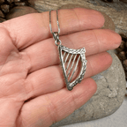 Torlogh Celtic Irish Harp Necklace in Sterling Silver Pendant La Vie Bien Torlogh Celtic Irish Harp Necklace in Sterling Silver