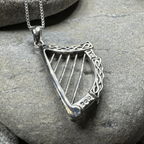 Torlogh Celtic Irish Harp Necklace in Sterling Silver Pendant La Vie Bien Torlogh Celtic Irish Harp Necklace in Sterling Silver