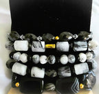 Tourmaline Quartz and Black Moissanite Bracelet