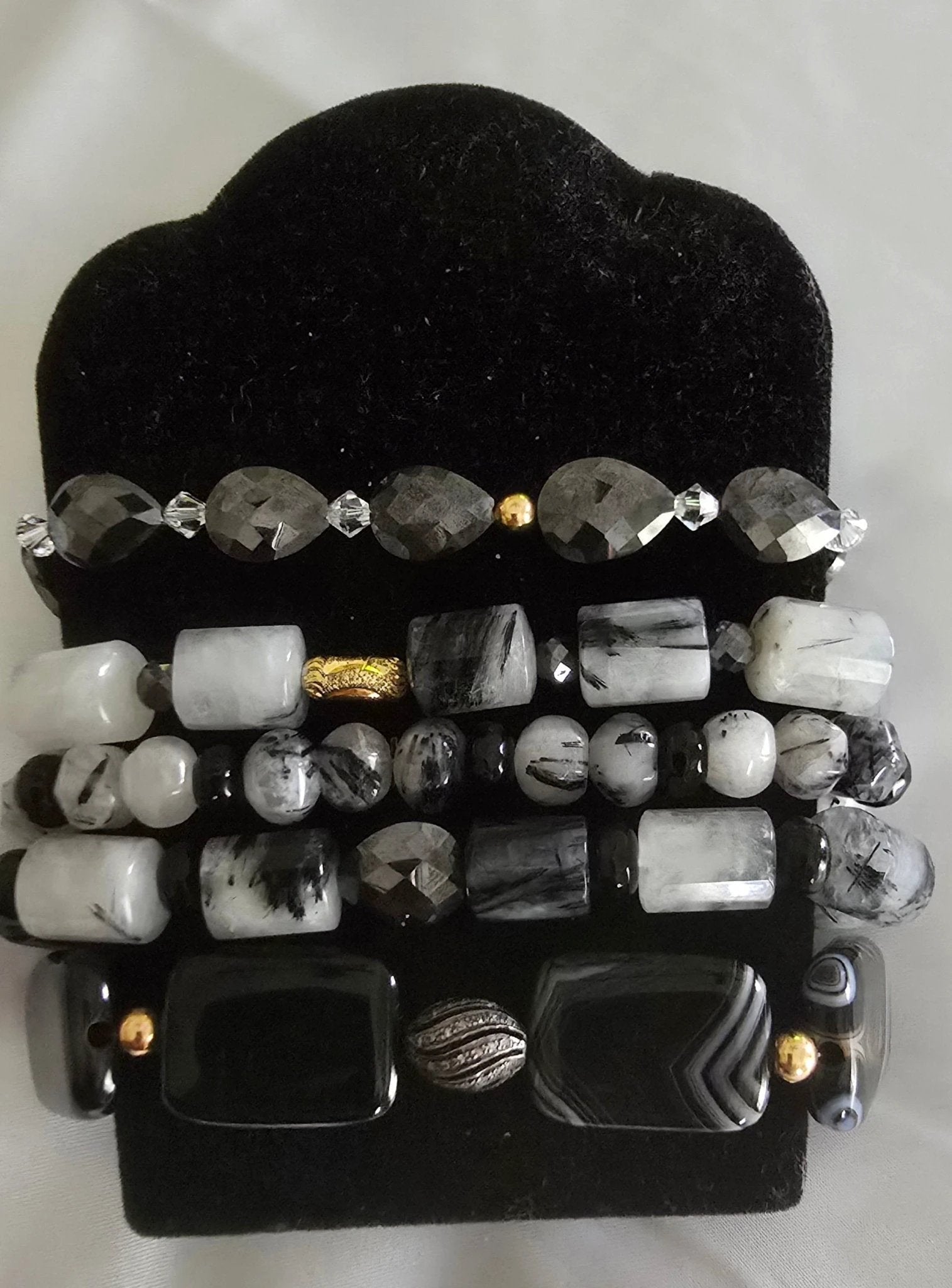 Tourmaline Quartz and Black Moissanite Bracelet