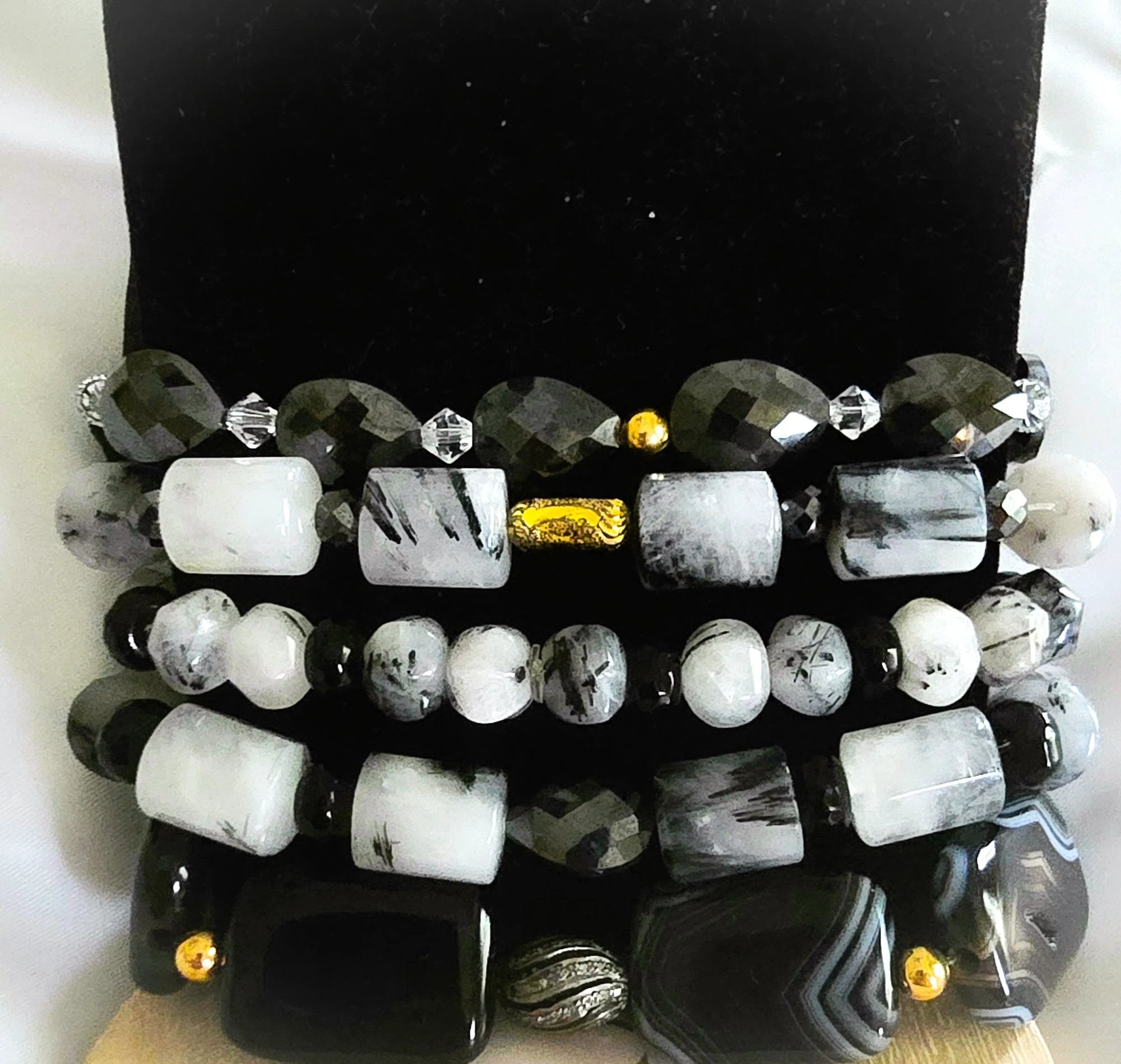 Tourmaline Quartz and Black Moissanite Bracelet by L.Signature Collection by L.Styles