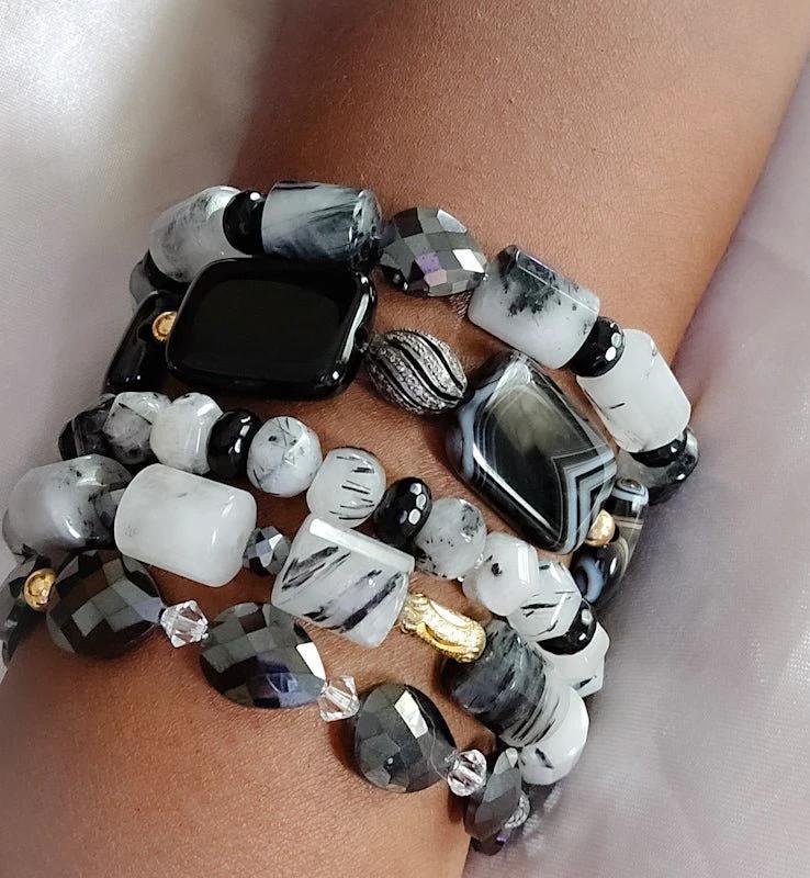 Tourmaline Quartz and Black Moissanite Bracelet by L.Signature Collection by L.Styles