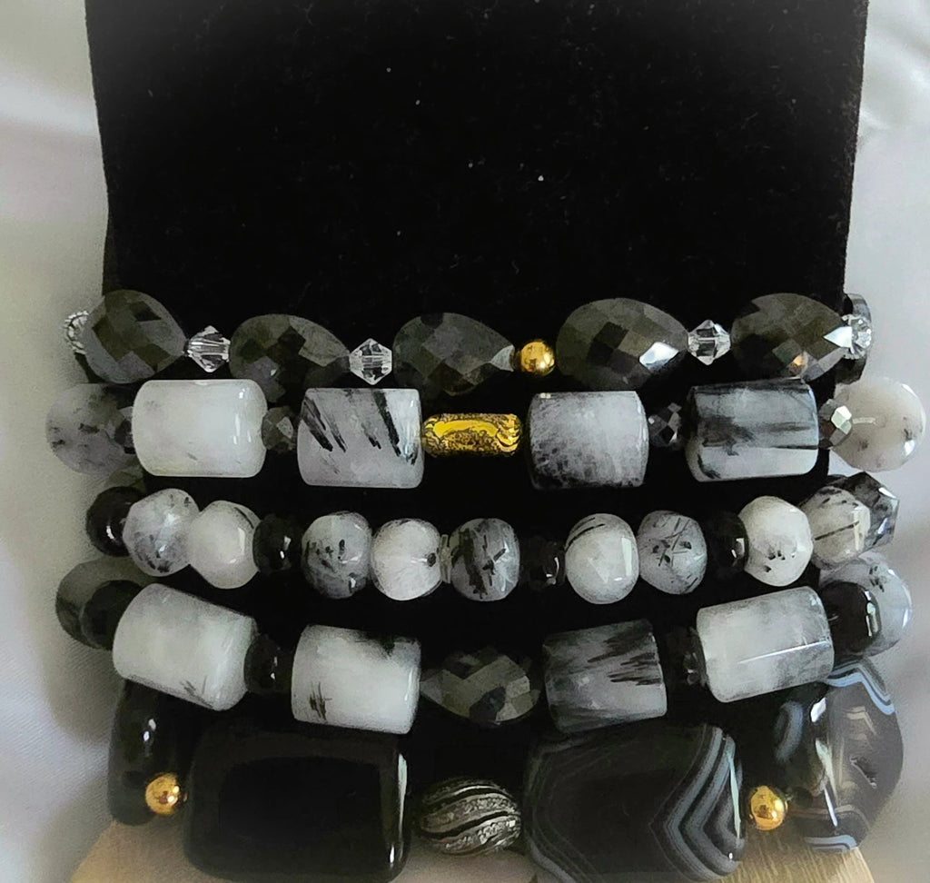Tourmaline Quartz and Black Moissanite Bracelet by L.Signature Collection by L.Styles