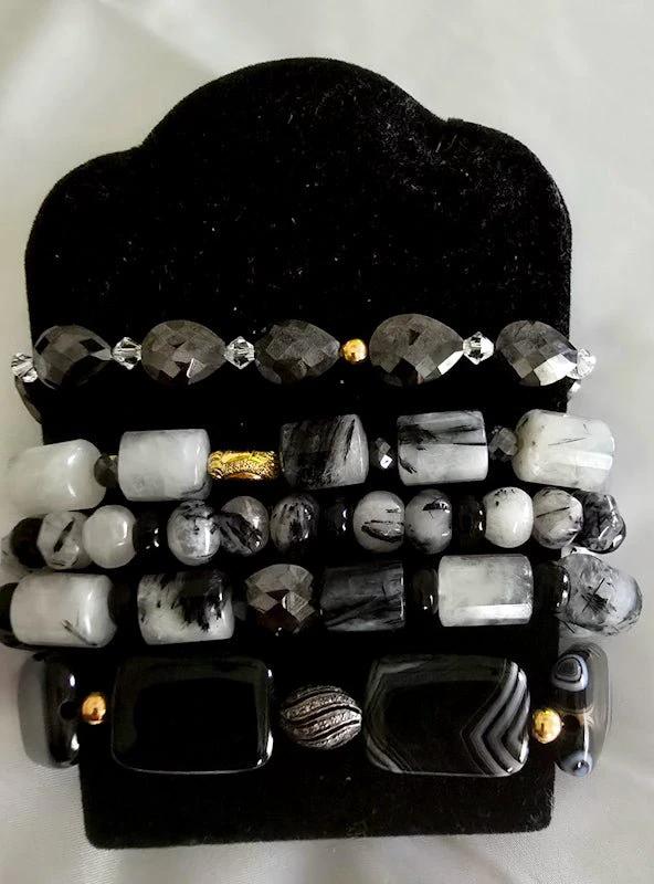 Tourmaline Quartz and Black Moissanite Bracelet by L.Signature Collection by L.Styles