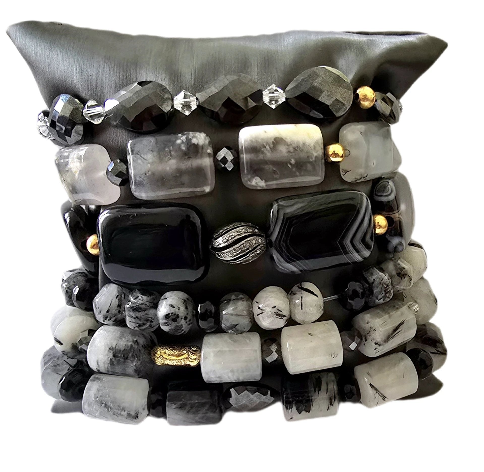 Tourmaline Quartz and Black Moissanite Bracelet by L.Signature Collection by L.Styles