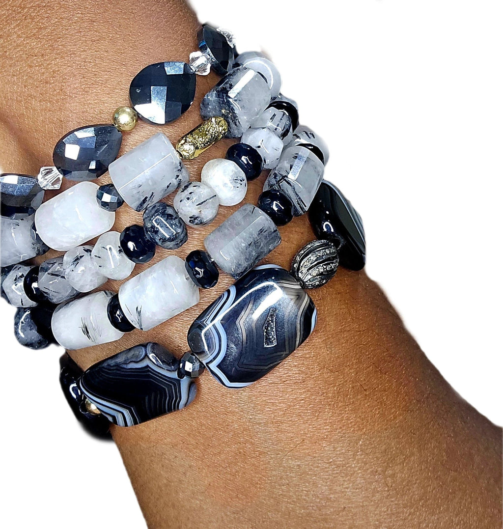 Tourmaline Quartz and Black Moissanite Bracelet by L.Signature Collection by L.Styles