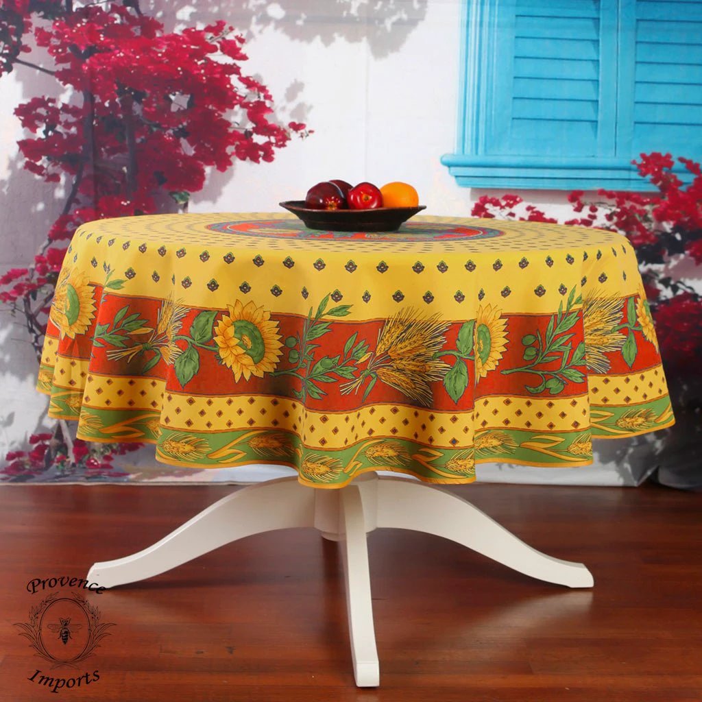 Tournesol Red/Yellow French Provencal Polyester Tablecloth - 70" Round by I Dream of France