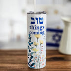 Tov Things Coming Floral Water Bottle by Salt Sparkle Shalom
