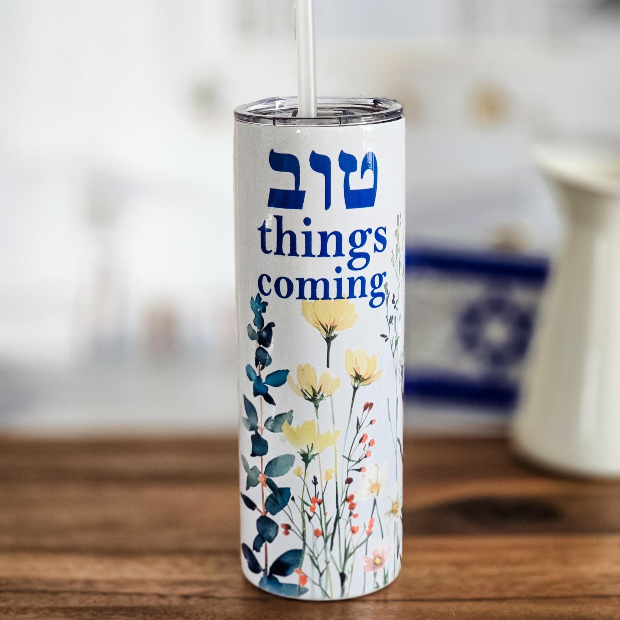 Tov Things Coming Floral Water Bottle