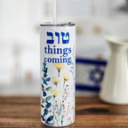 Tov Things Coming Floral Water Bottle by Salt Sparkle Shalom