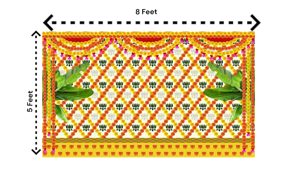 Traditional Indian Backdrop Banner for Diwali, Wedding, Housewarming - 5 x 8 Feet Fabric Backdrop (1015) Festive Decor La Vie Bien Traditional Indian Backdrop Banner for Diwali, Wedding, Housewarming - 5 x 8 Feet Fabric Backdrop (1015)