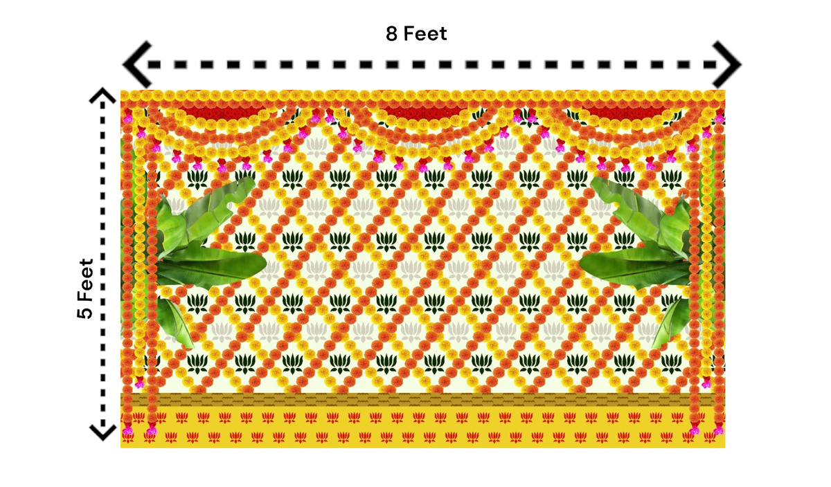 Traditional Indian Backdrop Banner for Diwali, Wedding, Housewarming - 5 x 8 Feet Fabric Backdrop (1015) Festive Decor La Vie Bien Traditional Indian Backdrop Banner for Diwali, Wedding, Housewarming - 5 x 8 Feet Fabric Backdrop (1015)