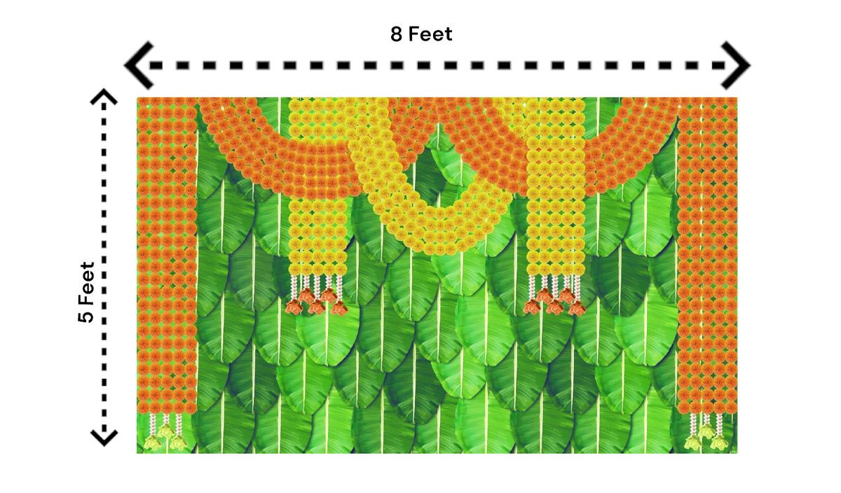 Traditional Indian Backdrop Banner for Diwali, Wedding, Seemantham Ceremony, Housewarming - 5 x 8 Feet Fabric Backdrop (1004) Festive Decor La Vie Bien Traditional Indian Backdrop Banner for Diwali, Wedding, Seemantham Ceremony, Housewarming - 5 x 8 Feet Fabric Backdrop (1004)